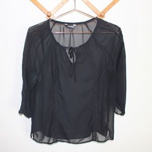 Black Express Sheer Tie-Neck Blouse